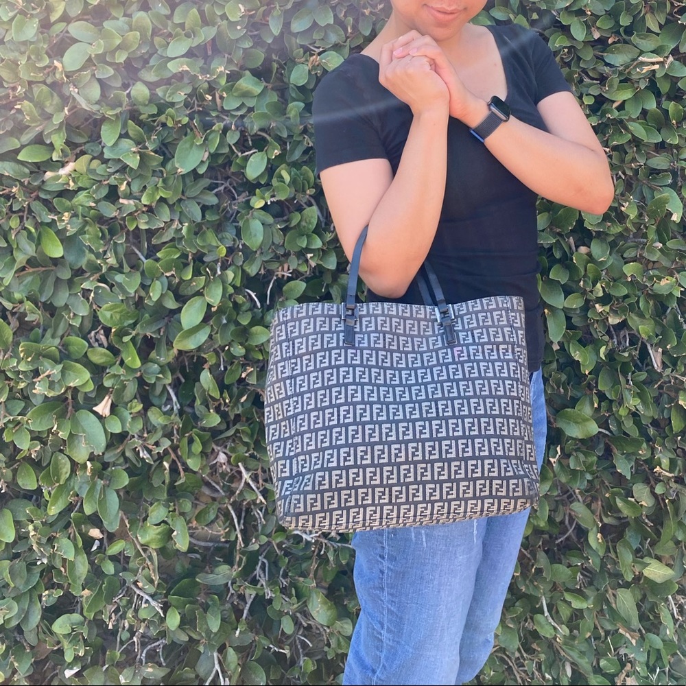 Fendi Black and White Logo Tote